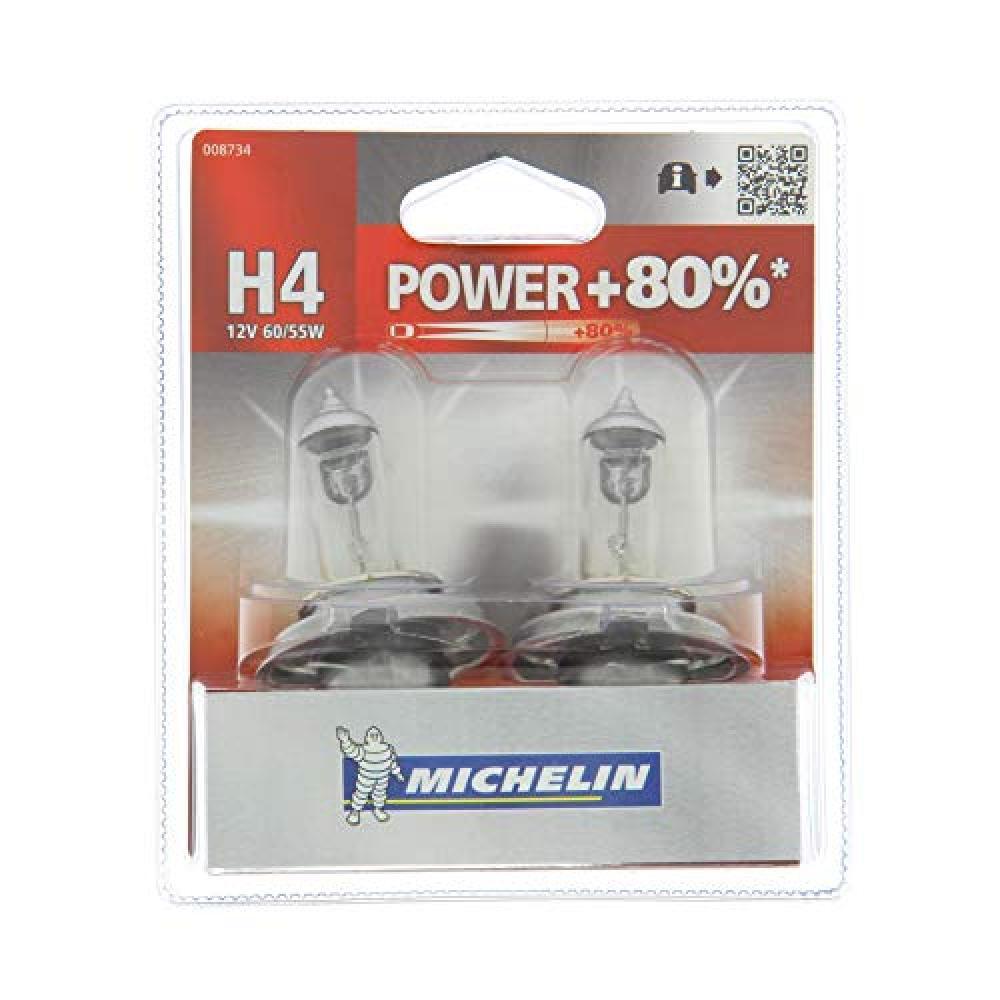 Michelin 8734 Lampada Auto, Power +80%, 2 H4, 12 V, 60/55 W - NUOVO