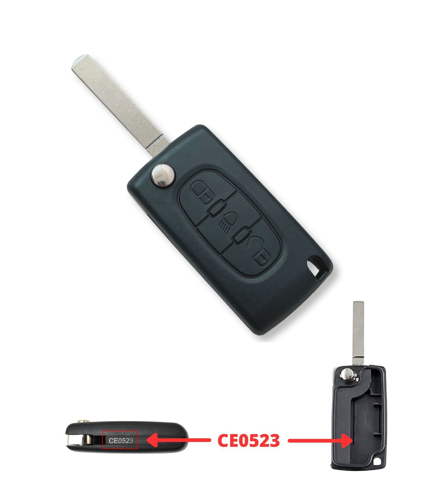 CHIAVE GUSCIO 3 TASTI E LAMA COMPATIBILE CON CITROEN C2 C3 C4 C5 CE0523 LAMA VA2