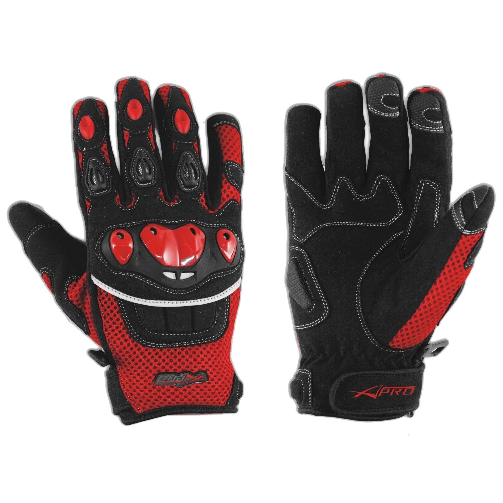 Gloves Textile motorcycle knuckles Protection Summer Racing Biker Cross Red S