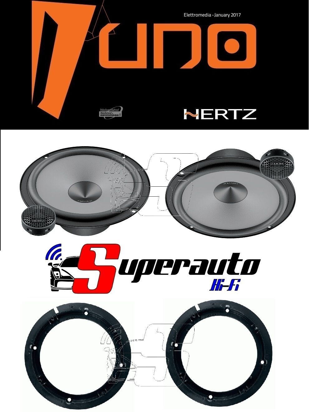 Hertz LINEA UNO K165 Kit Altoparlanti 2 vie 165 mm + supporti casse VW Passat
