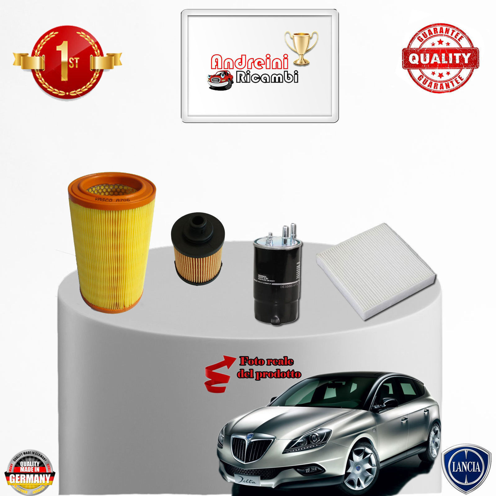 KIT TAGLIANDO 4 FILTRI LANCIA DELTA III 1.6 MJTD 16V 88KW 120CV DAL 2009 ->