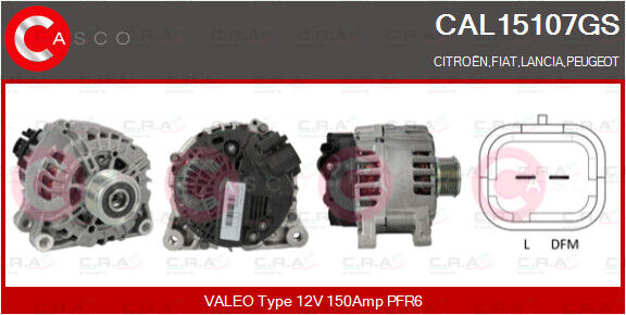 CAL15107GS CASCO ALTERNATORE HDI 150 AH LDF C/FRIZ CAL10100GS-21047