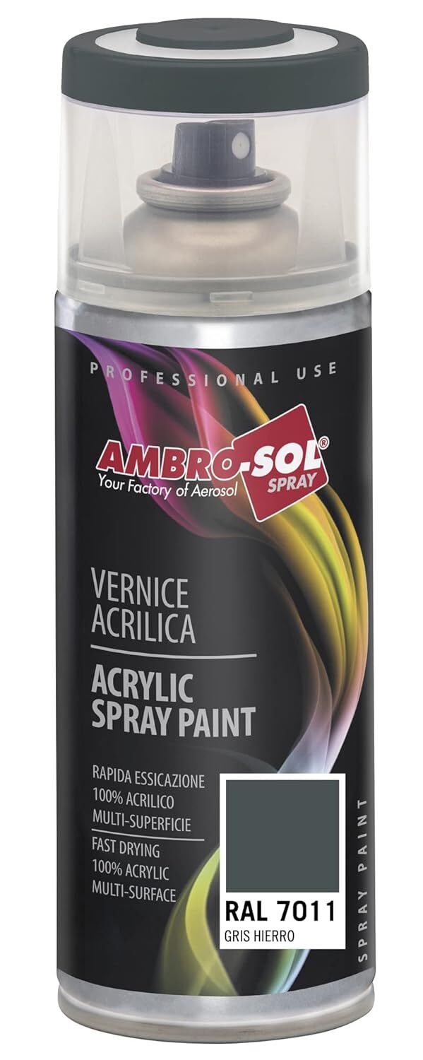 BOMBOLETTA Ambro-Sol VERNICE SPRAY 400ml Acrilico RAL 7011 GRIGIO FERRO
