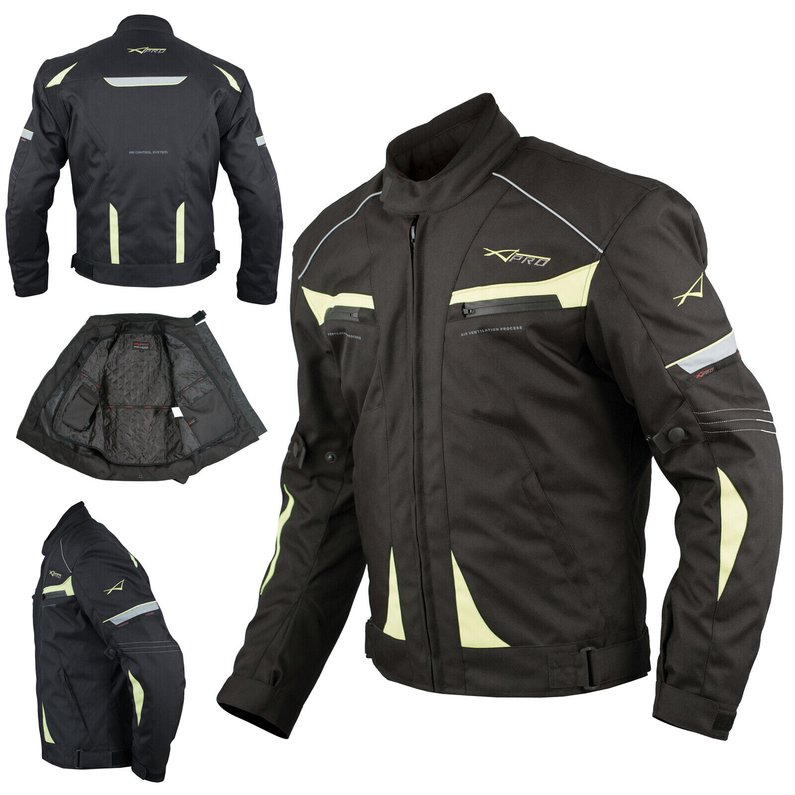 Motorcycle Motorbike Textile Sport Jacket Armour CE Waterproof Fluo L