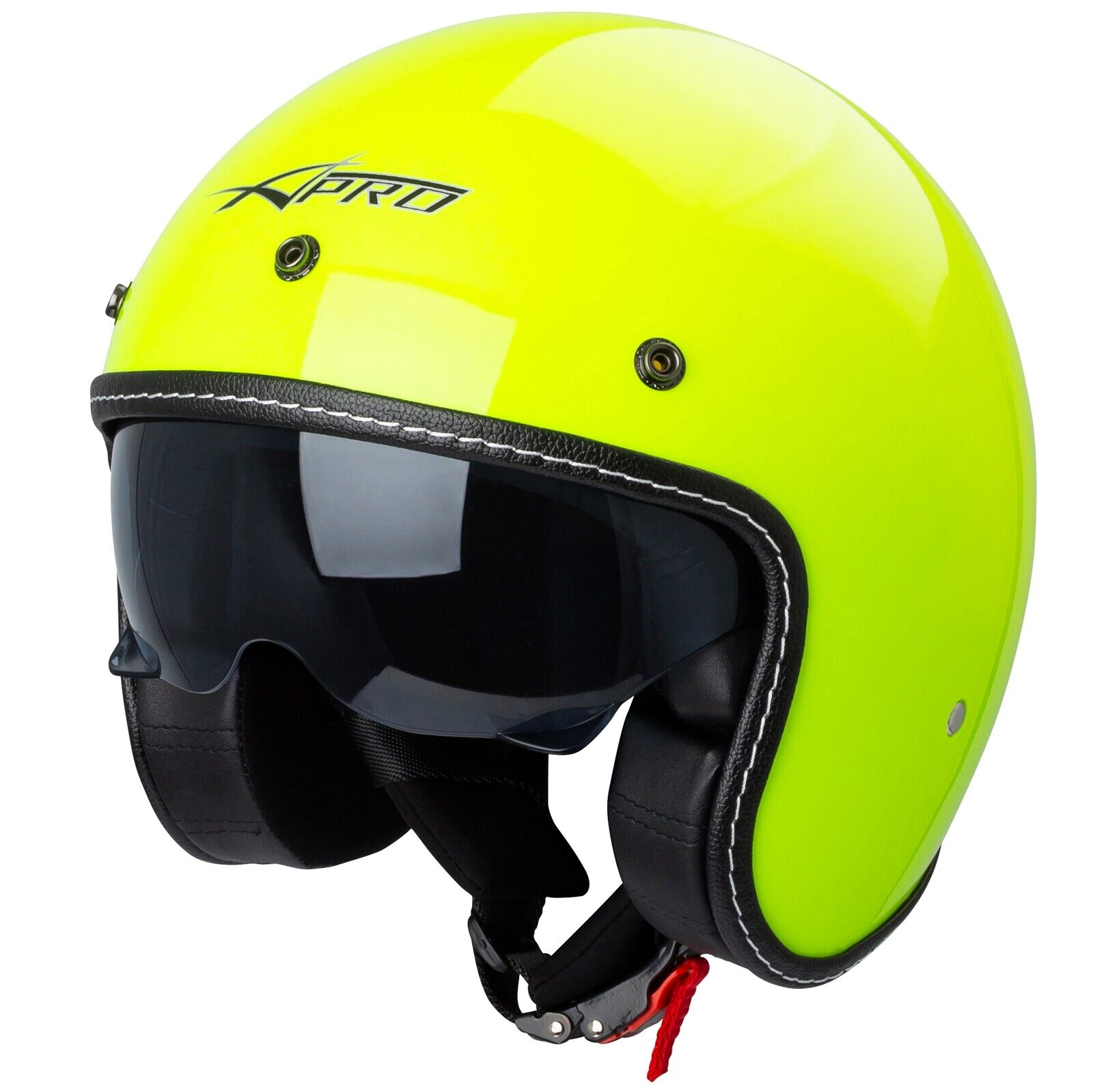 Jet Helmet Cafe Racer Open Face Motorcycle SunVisor Custom Scooter Fluo XS