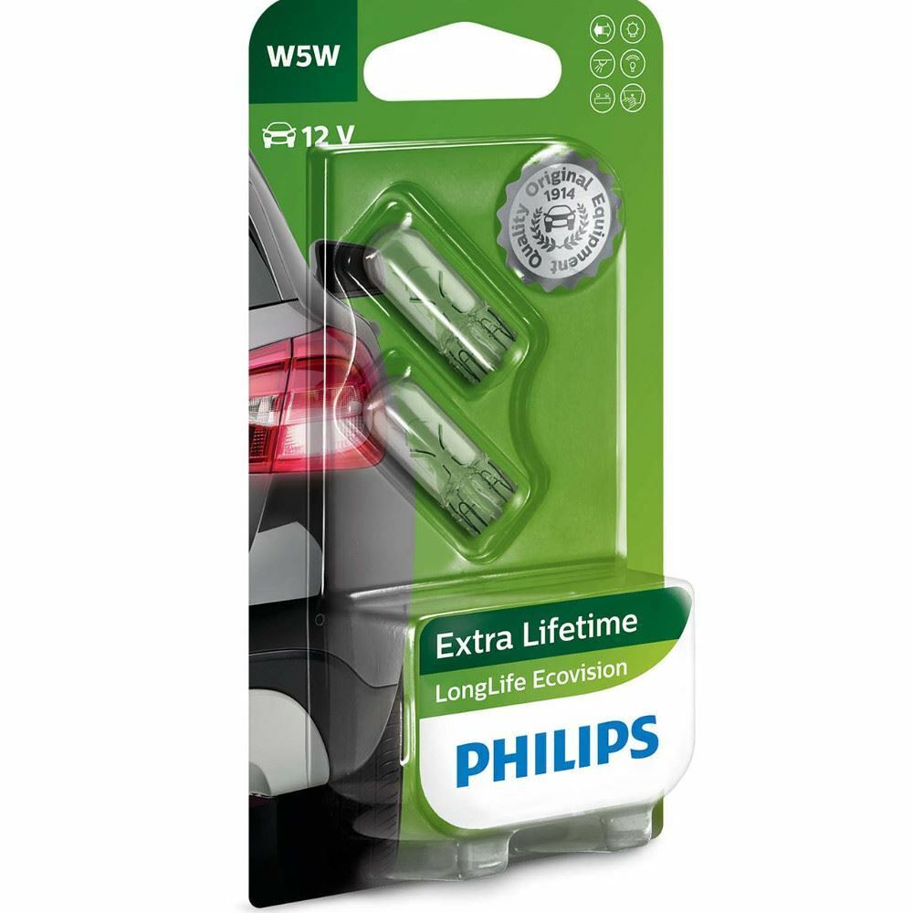 PHILIPS LongLife EcoVision W5W 12961LLECOB2 W2,1x9,5d Indicatori Bulbi