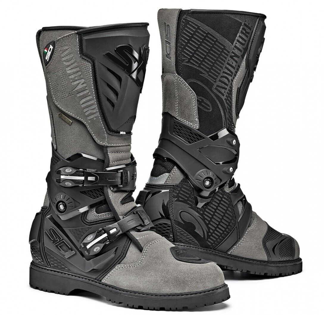 STIVALI IMPERMEABILI BOOTS MOTO SIDI ADVENTURE 2 GORE TEX PELLE GRIGIO NERO T 42