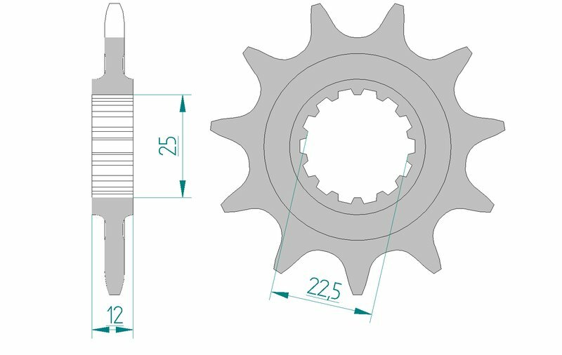 Pignone AFAM Acciaio Standard 97200-paso 520 per Moto di Ricambio