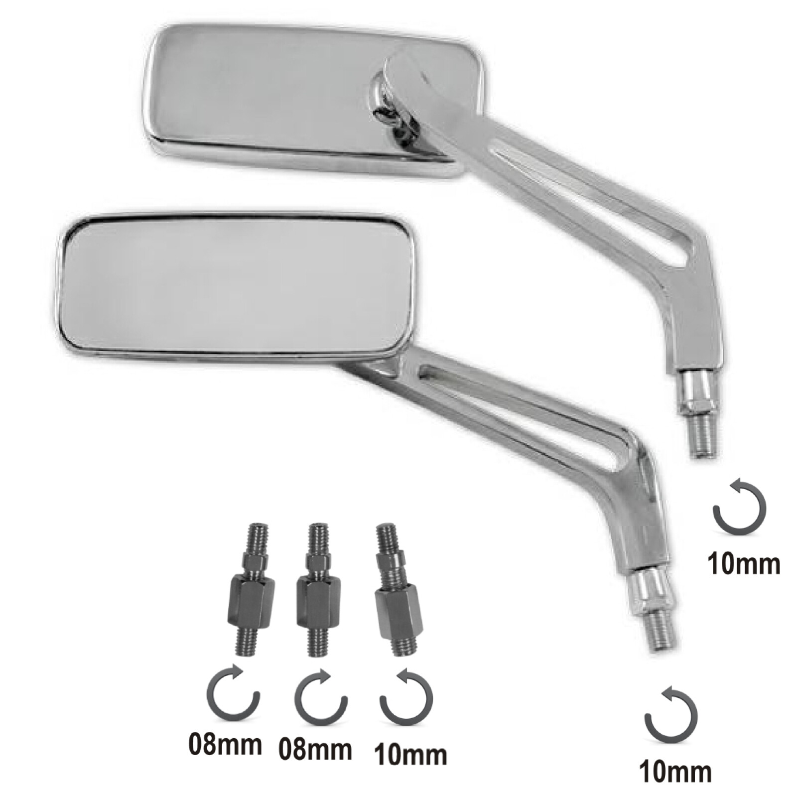 Custom Style Motorcycle Motorbike Chrome Short Handlebar Mirror  Chrome DX+SX
