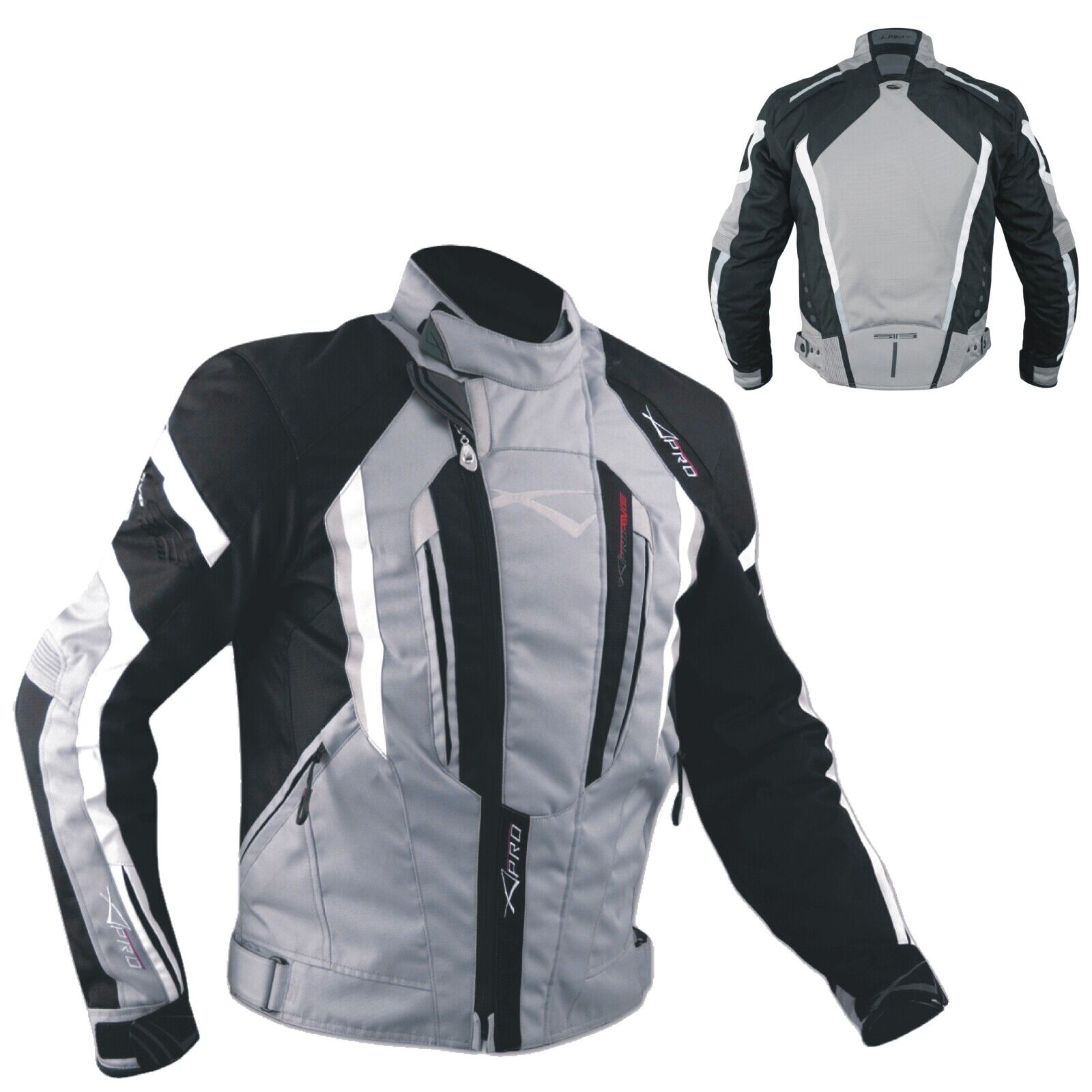 Motorbike Motorcycle Waterproof CE Armours Textile Thermal Tex Jacket  Grey M