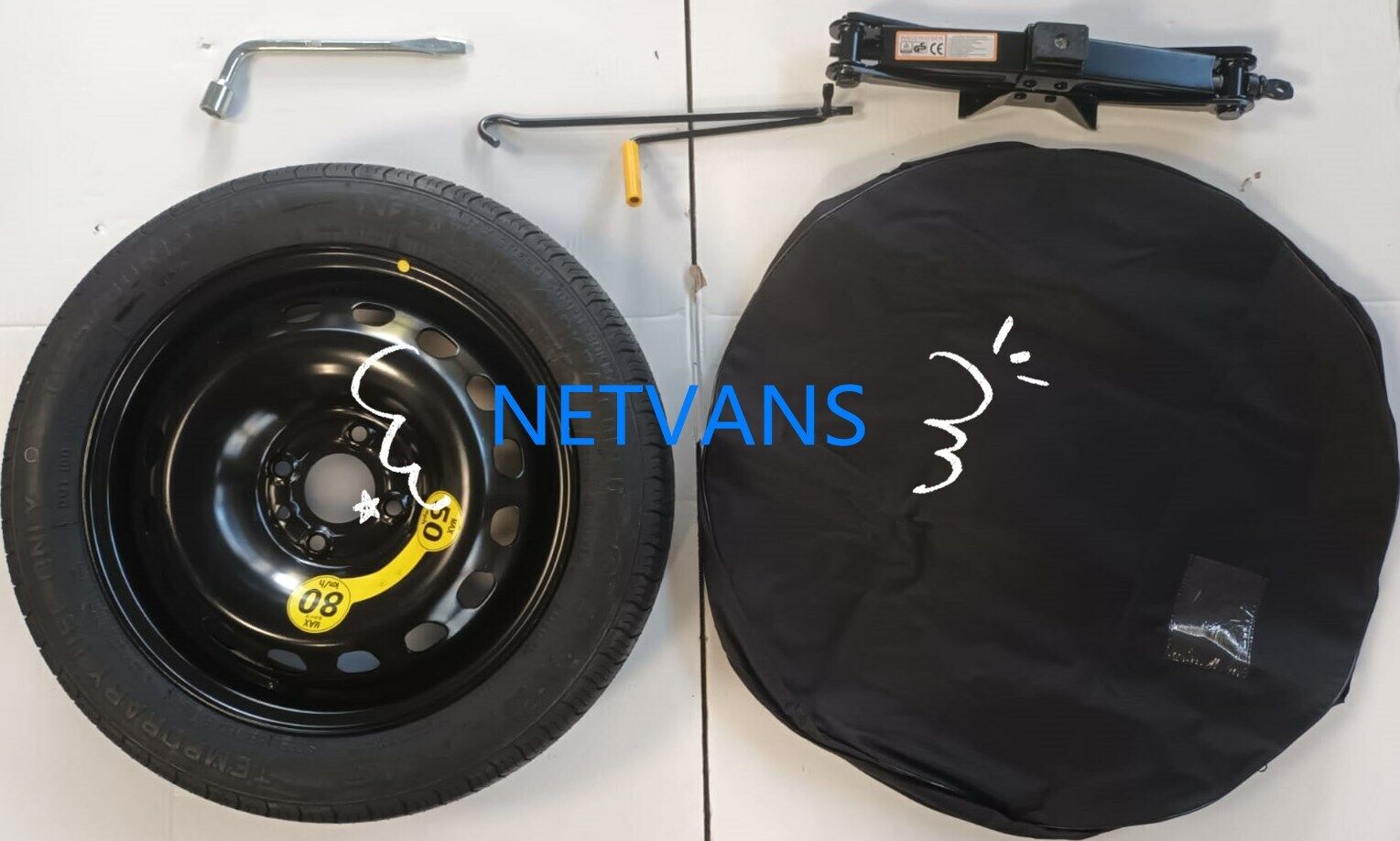 RUOTINO DI SCORTA 16" ABARTH 500 595 NO BREMBO con cric chiave e sacca 61x14cm