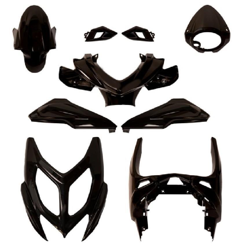 KIT 9 CARENE COMPLETO NERO LUCIDO ONE ORIGINAL PER FOR YAMAHA AEROX 50 2013-2017