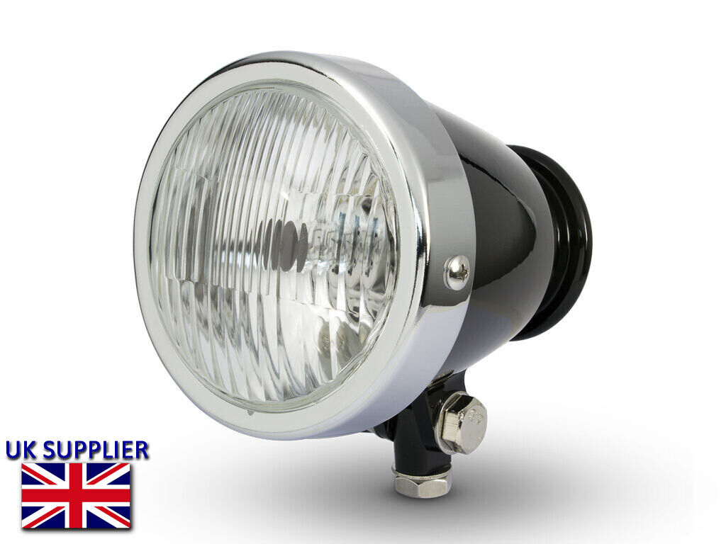 Moto Faro Inferiore Supporto Fanale Custom Chopper Nero e Cromato
