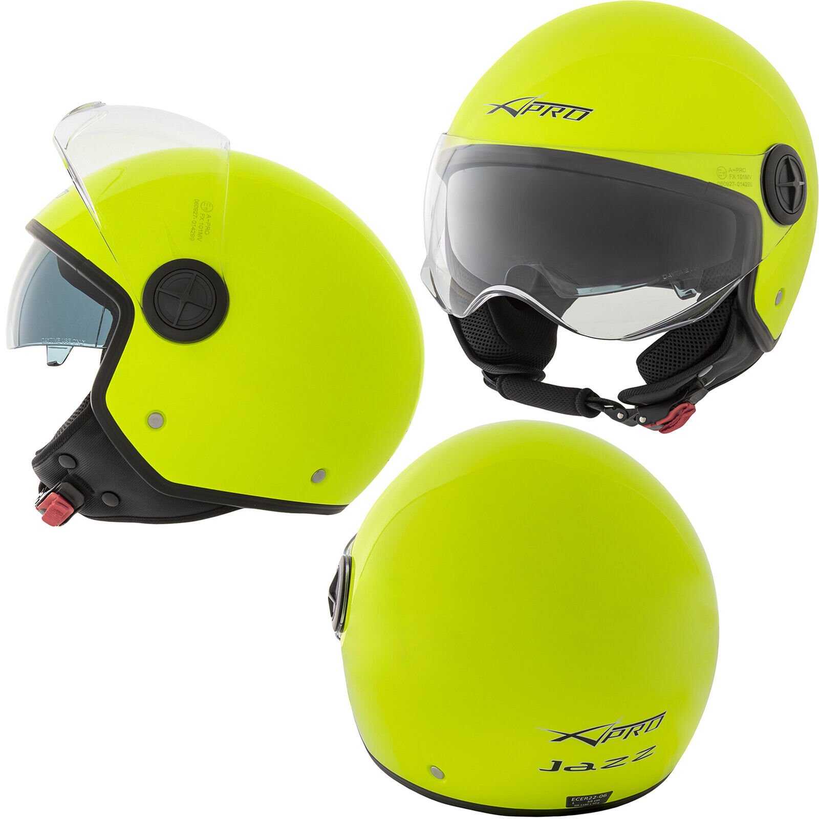 Jet Helmet Motorcycle Open Sun Scratchproof Visor Scooter ECE 22-06 Fluo XS