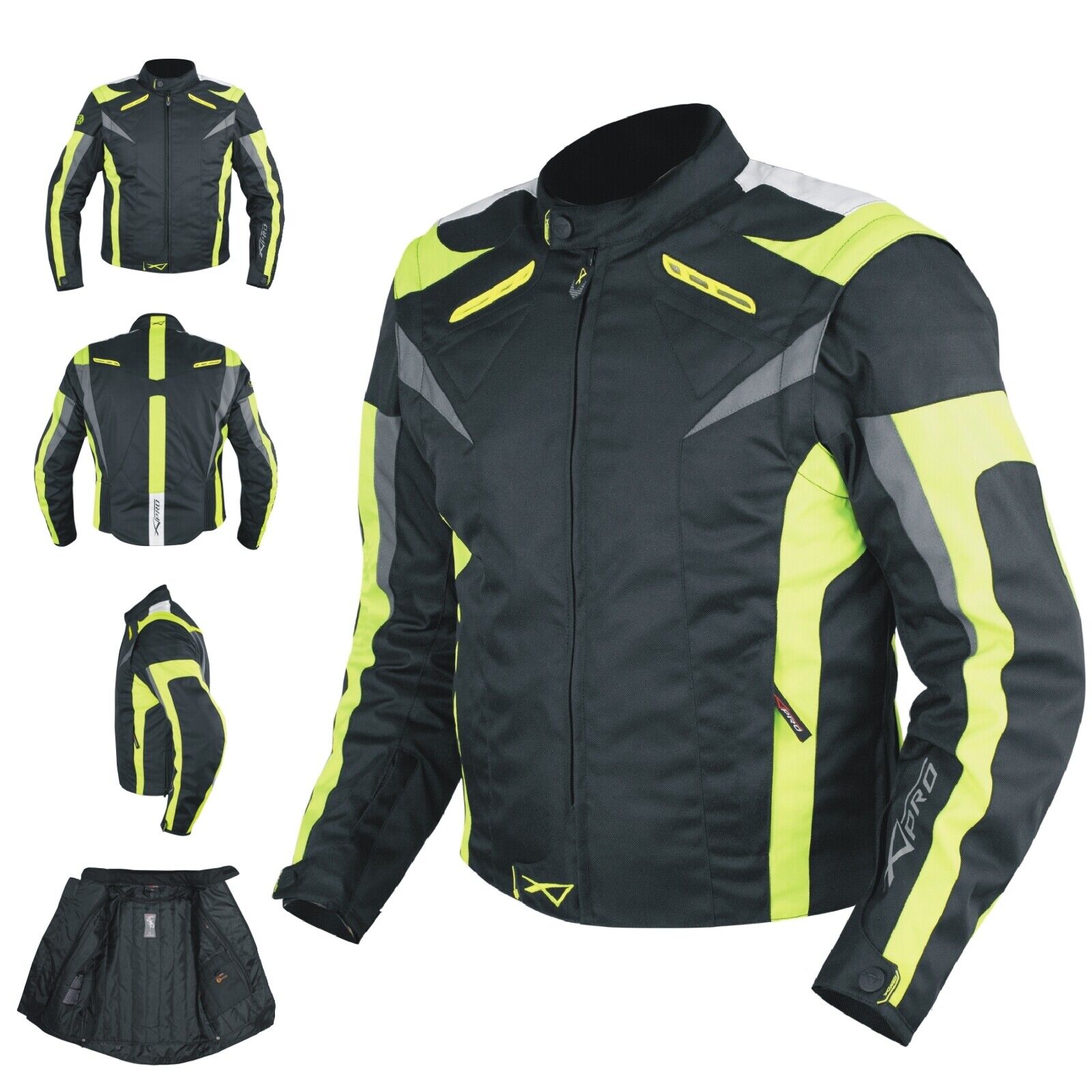 Motorcycle Jacket CE Armored Textile Motorbike Racing Thermal Liner Fluo L