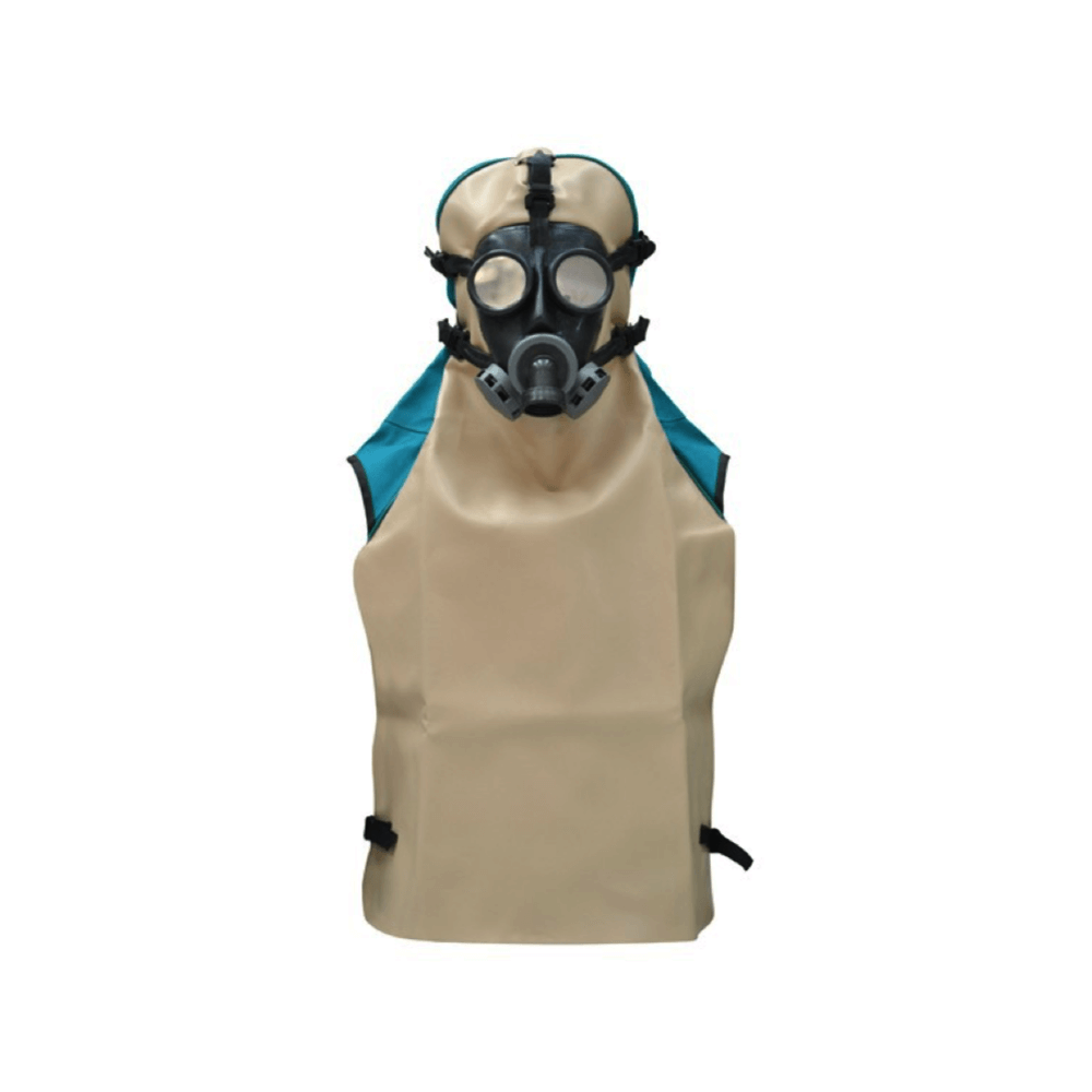 Casco protettivo sabbiatura ventilato vetro tondo e tubo corrugato M03
