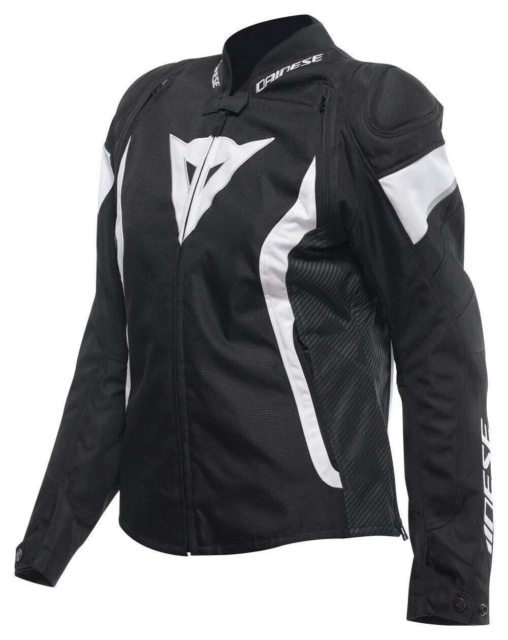 GIACCA DONNA JACKET MOTO DAINESE AVRO 5 TEX LADY BLACK  WHITE TG 48