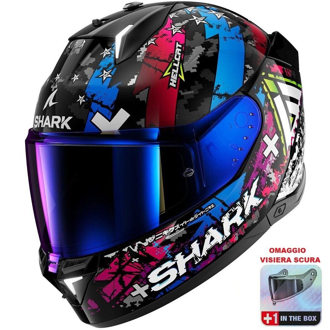 CASCO MOTO INTEGRALE 06 SHARK SKWAL i3 HELLCAT BLU BLACK RED TG M