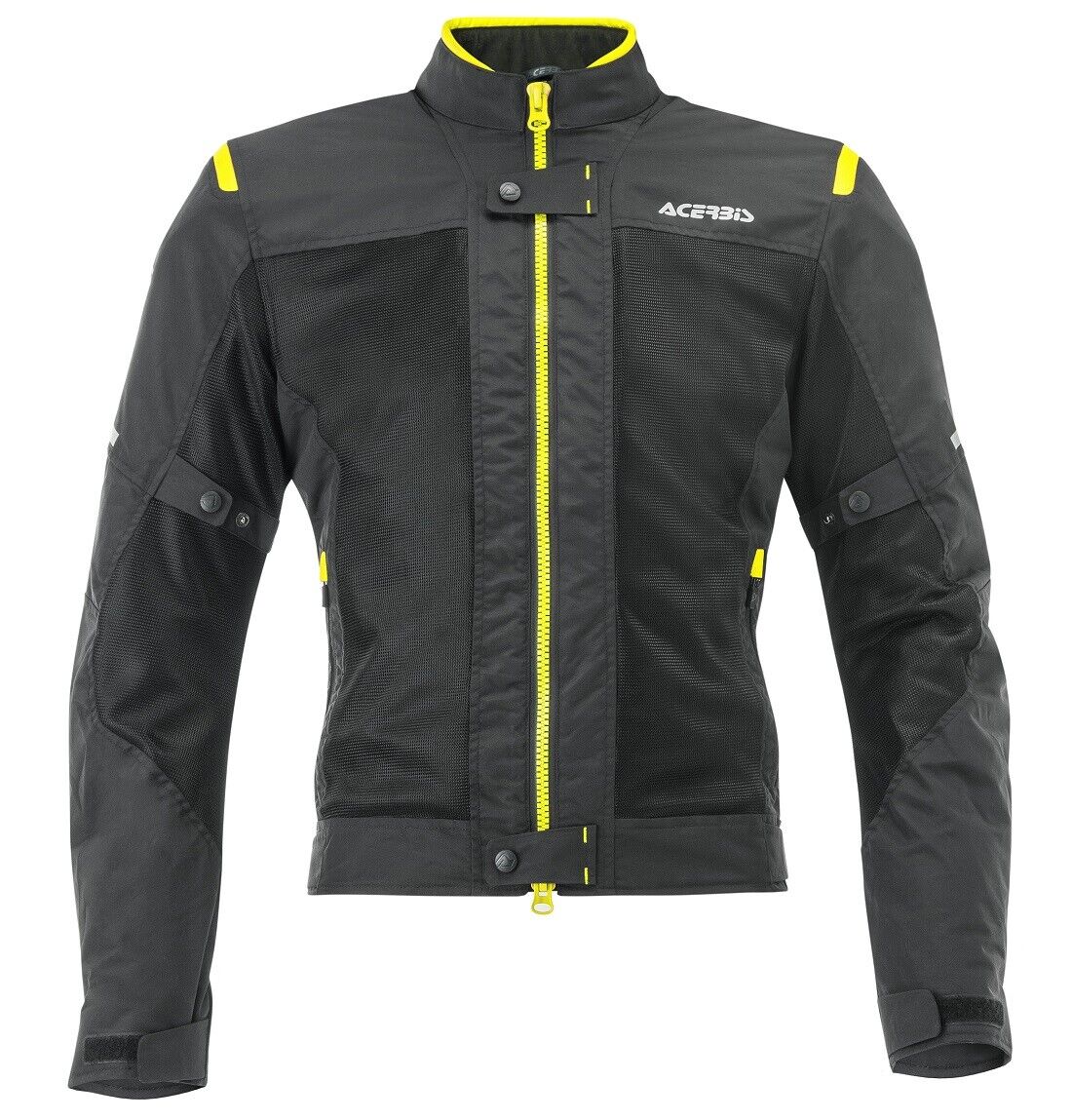 GIACCA MOTO OMOLOGATA ACERBIS ESTIVA RAMSEY CE VENTED 2.0 NERO GIALLO FLUO TG S