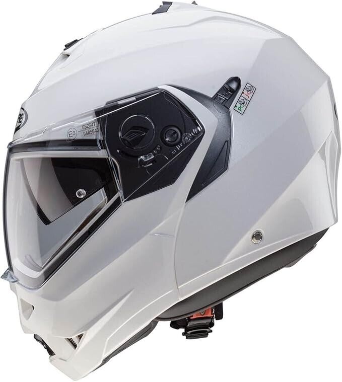 CASCO CABERG MODULARE APRIBILE DUKE 2 BIANCO LUCIDO DOPPIA VISIERA TAGLIA XS
