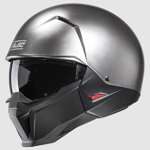 HJC i20 tg M casco moto mentoniera staccabile Hyper Silver 2 visiere lucido