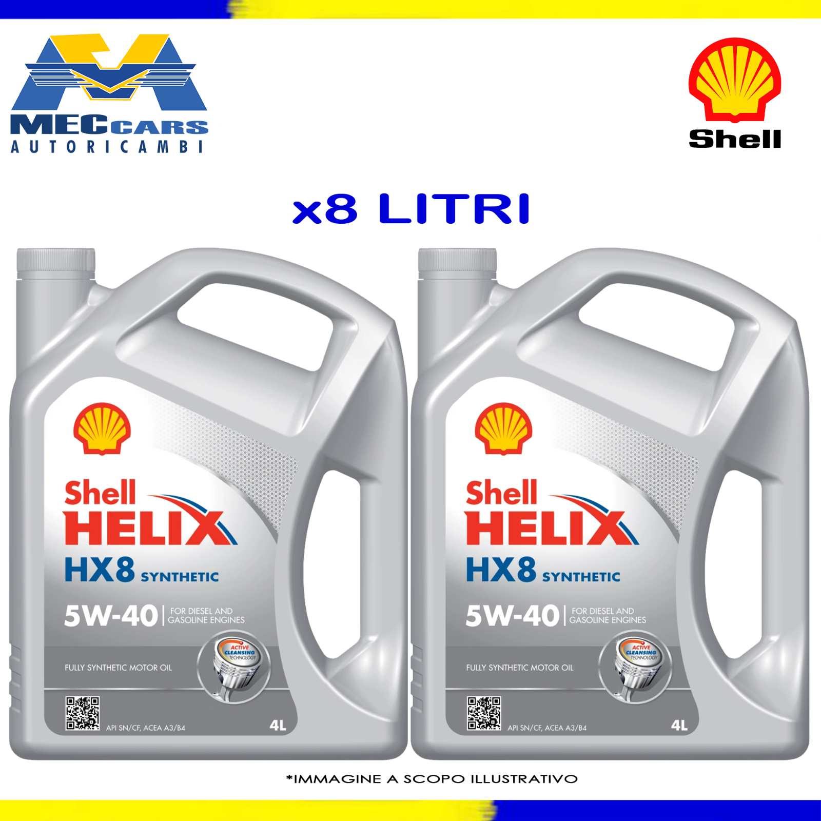 8 LITRI SHELL HELIX HX8 5W40 OLIO MOTORE SINTETICO DIESEL BENZINA ACEA A3 / B4