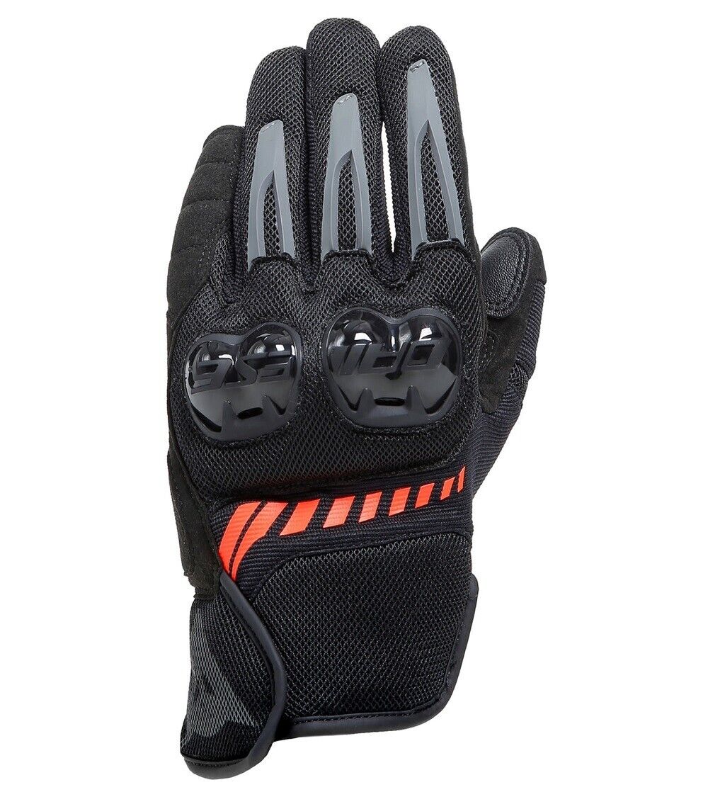 GUANTI MOTO PELLE GLOVES DAINESE MIG 3 AIR TEX GLOVES BLACK FLUO RED NERO TG XL