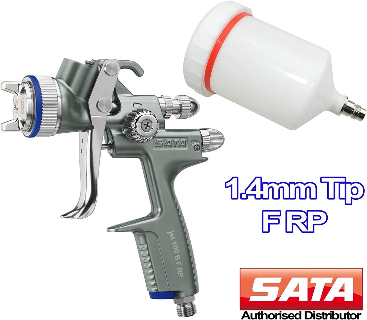 SATAjet 100 B F RP AEROGRAFO 1,4 con tazza riutilizzabile in plastica da 0,6 l