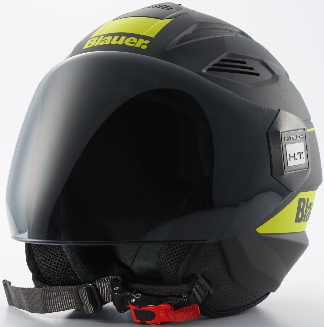 CASCO JET AIR MOTO SCOOTER  BLAUER BRAT NERO GIALLO FLUO OPACO AREATA TG M