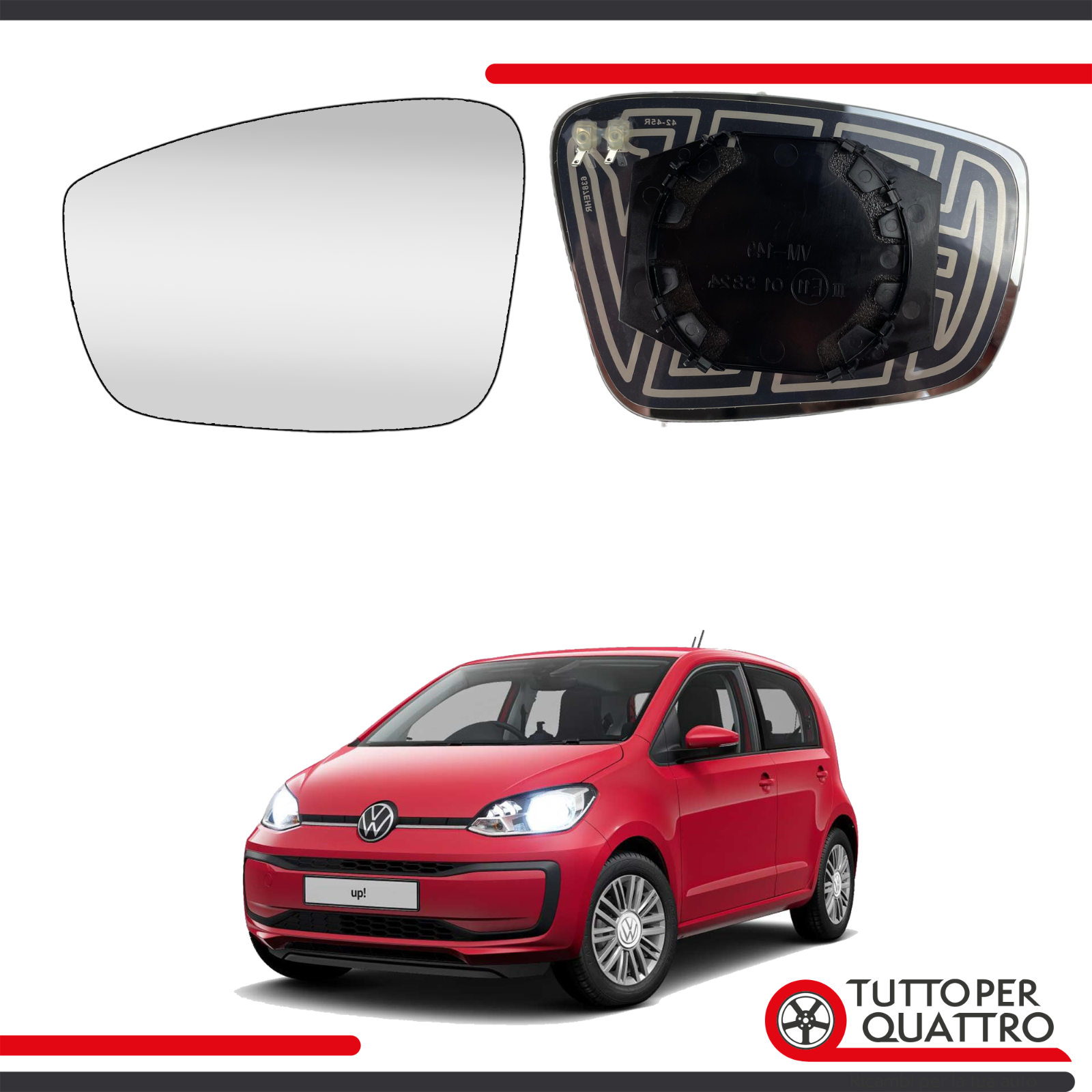 Vetro specchietto Retrovisore VW UP! ,Skoda Citigo,Seat MII, SINISTRO,RISCALDATO