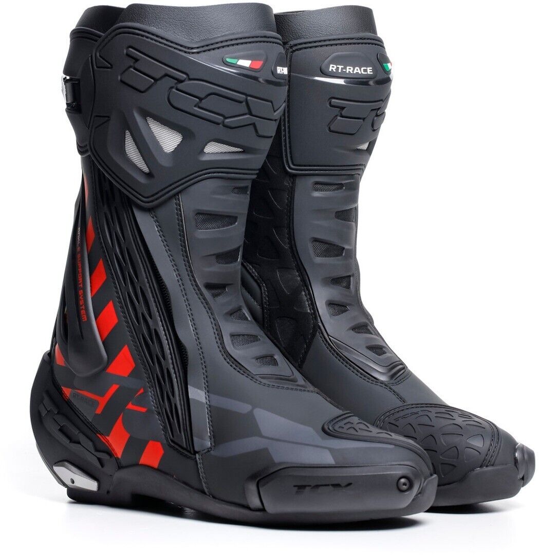 STIVALI BOOTS MOTO RACING TCX RT-RACE BLACK RED TCS TORSION CONTROL TG 41