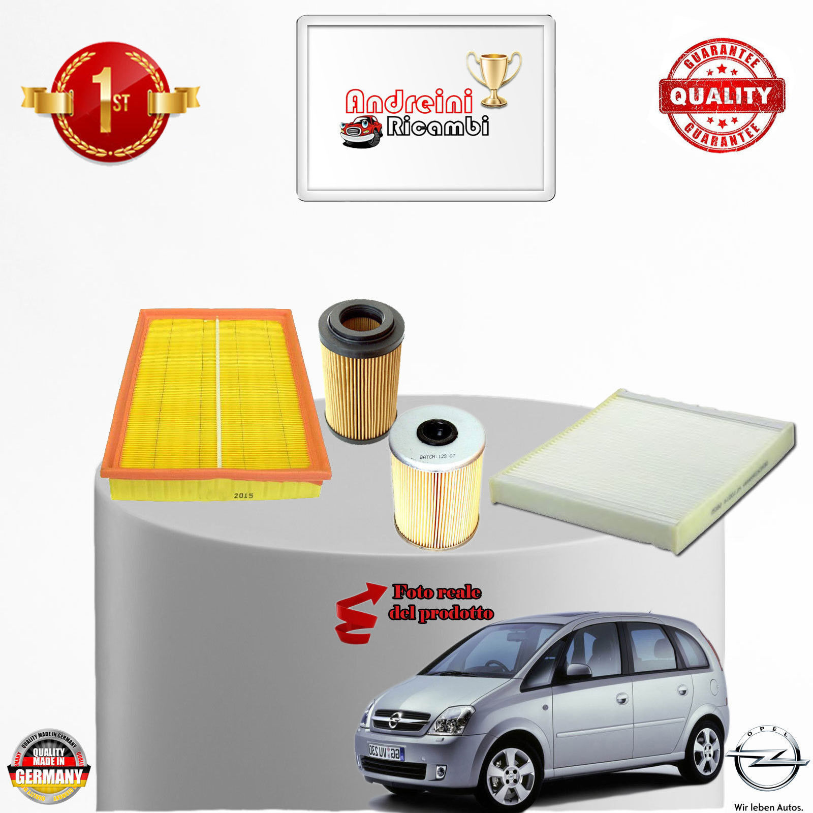 KIT TAGLIANDO 4 FILTRI OPEL MERIVA 1.7 CDTI 74KW 100CV DAL 2003 -> 2010