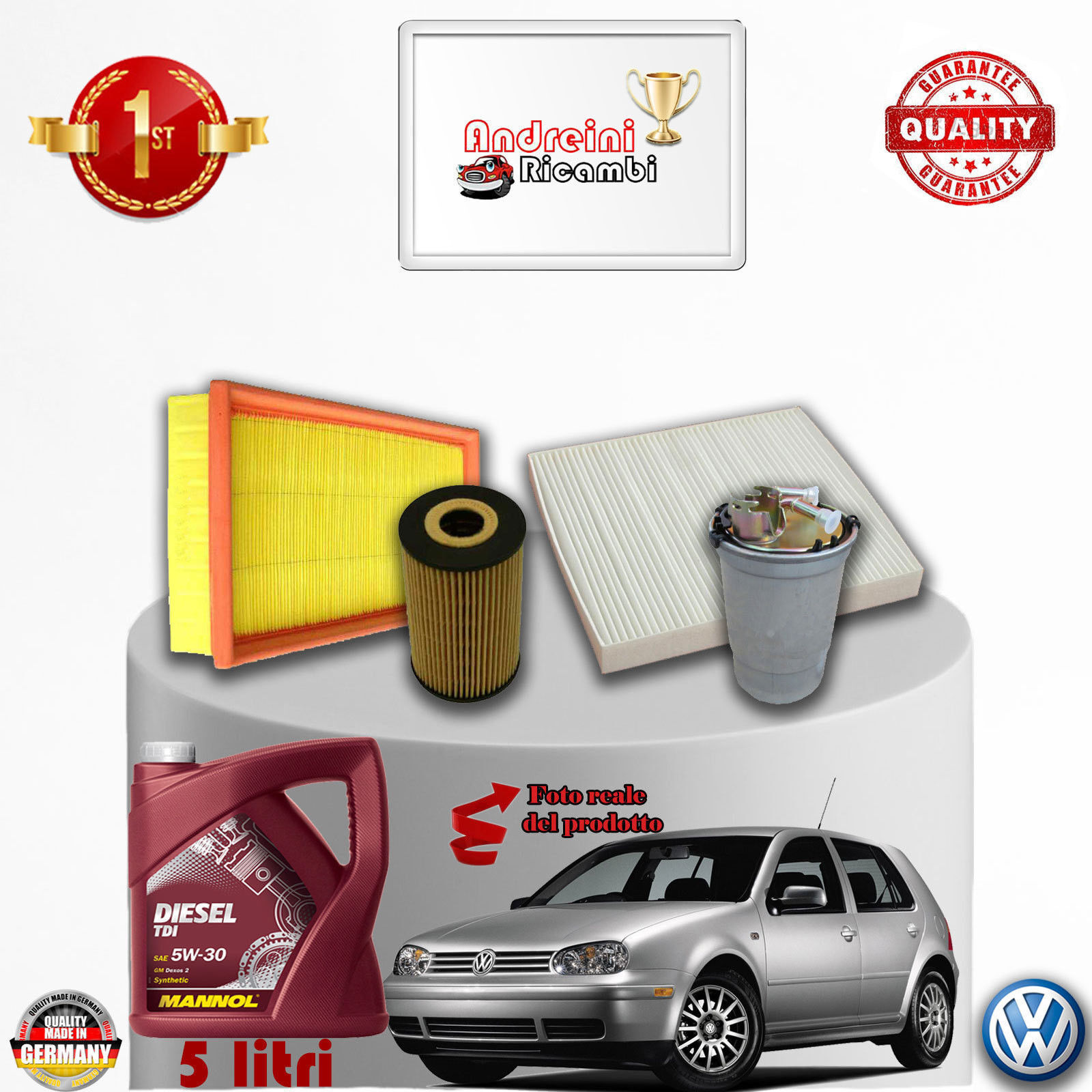 KIT TAGLIANDO FILTRI + OLIO VW GOLF IV 1.9 TDI 81KW 110CV DAL 1997 -> 2002