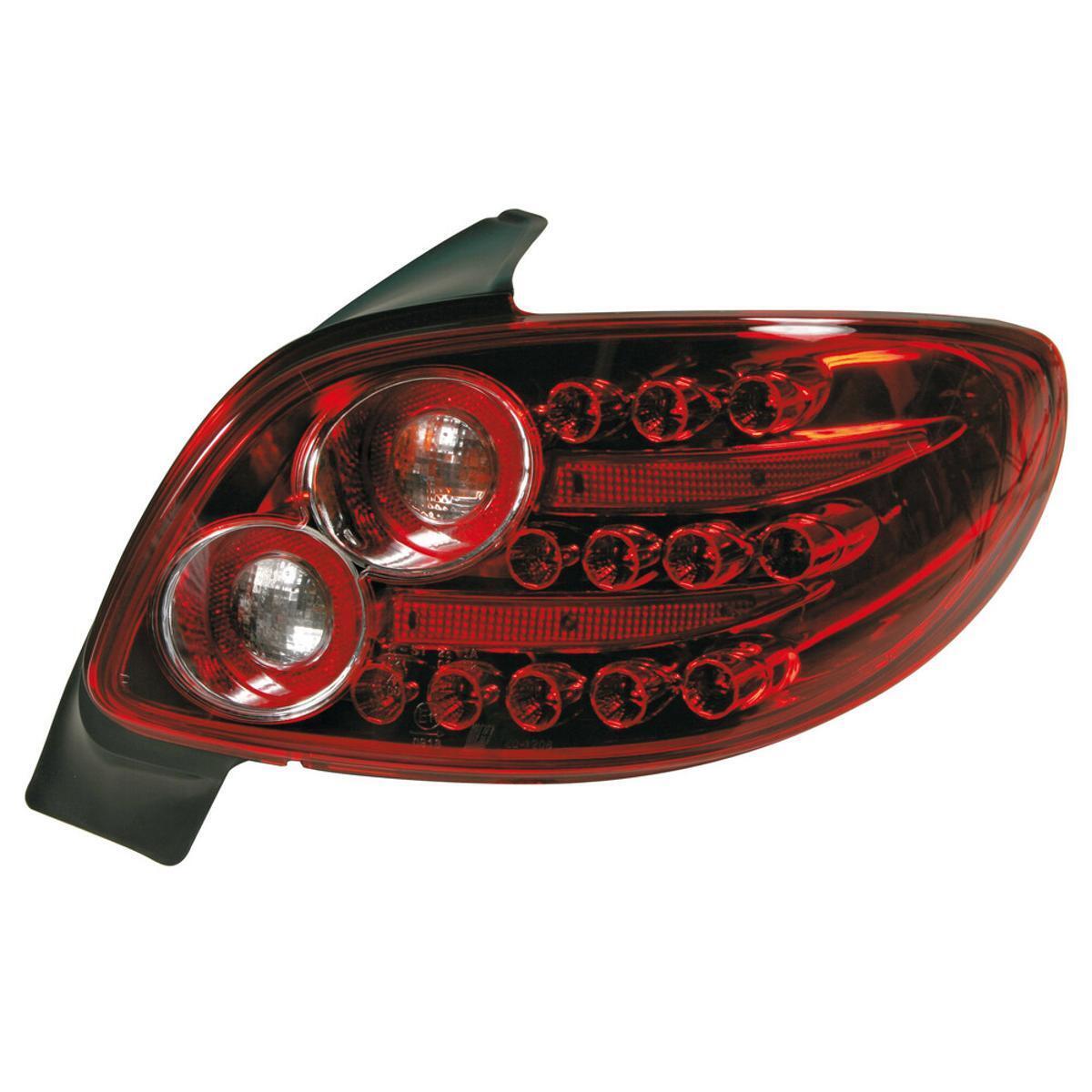 COPPIA FANALI FARI LUCI POSTERIORI LED -  per Peugeot 206 (9/98>) - ROSSO LED