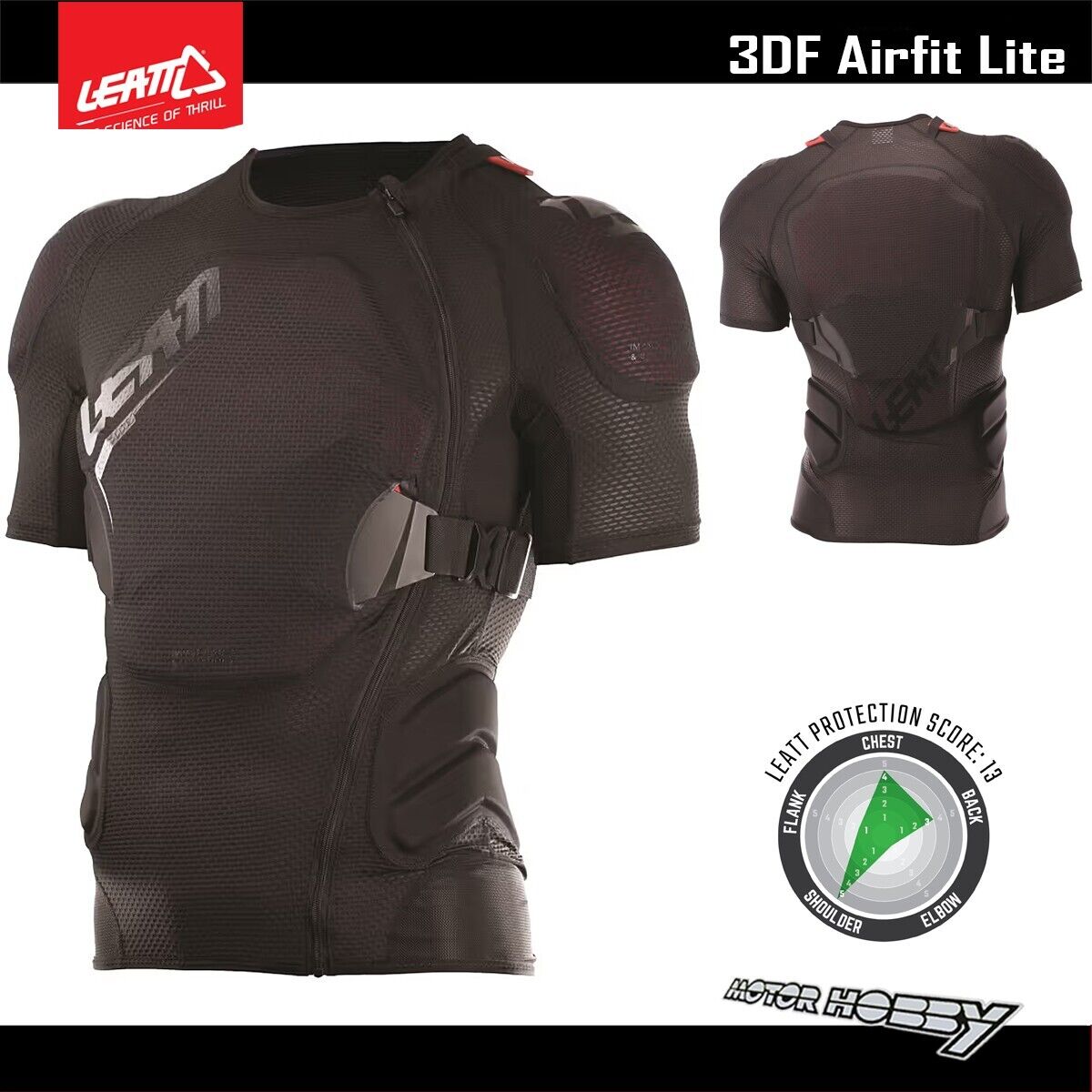 PETTORINA CROSS ENDURO MTB QUAD LEATT BODY TEE 3DF AIRFIT LITE TAGLIA L/XL