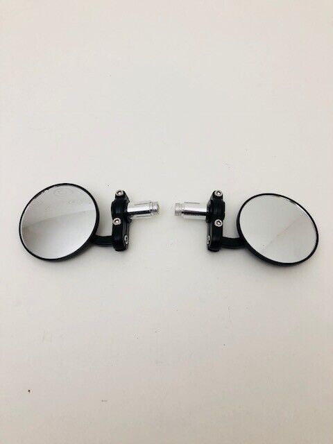 pair rear view mirrors bar end handlebar cafe racer black