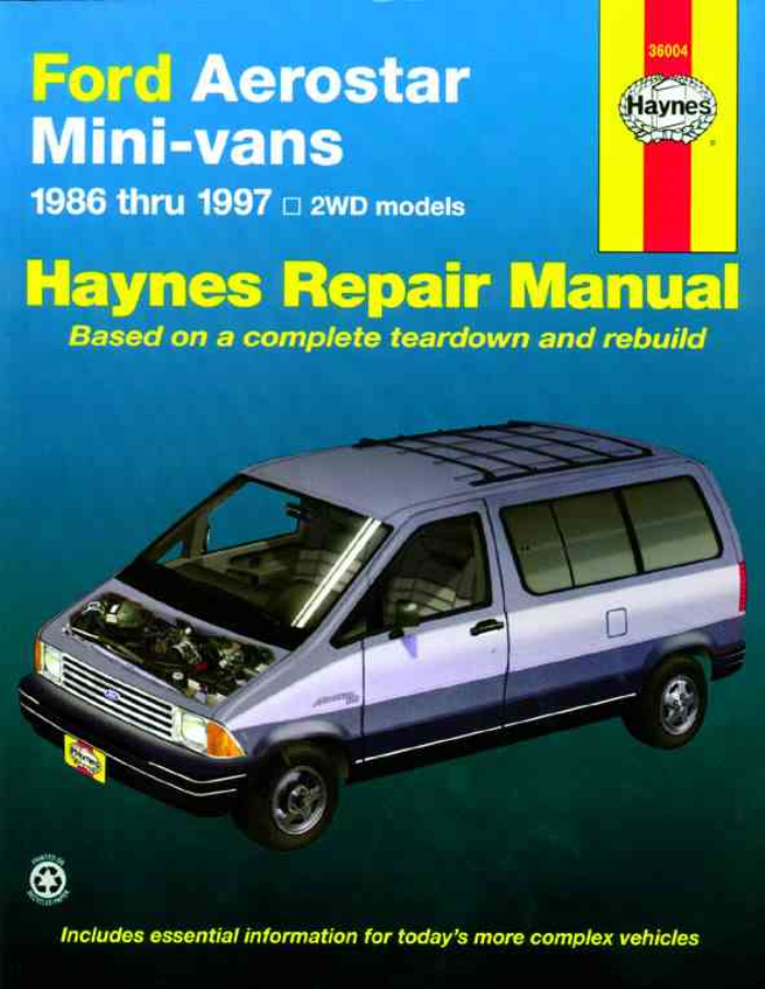 Ford Aerostar Mini Vans 1986-1997 2WD Haynes Workshop Manual Service Repair