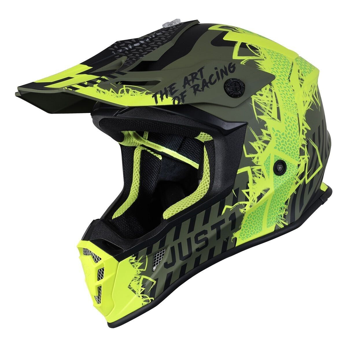 Casco JUST1 J38 MASK Giallo fluo Nero Verde Tg.M Cross Enduro Motard Quad Atv