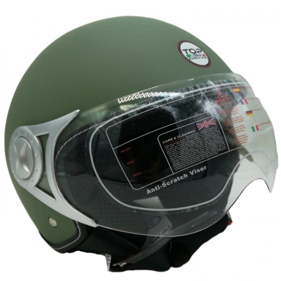 CASCO JET SIRIO MATT MOTO SCOOTER OMOLOGATO ECE VISIERA REMOVIBILE (VERDE tg.M)
