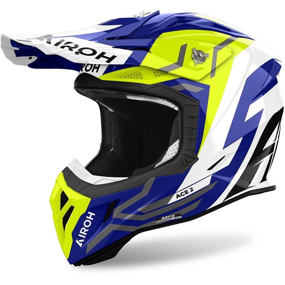 HELMET CASCO CROSS ENDURO AIROH AVIATOR ACE 2 GROUND YELLOW BLU GLOSS TG L