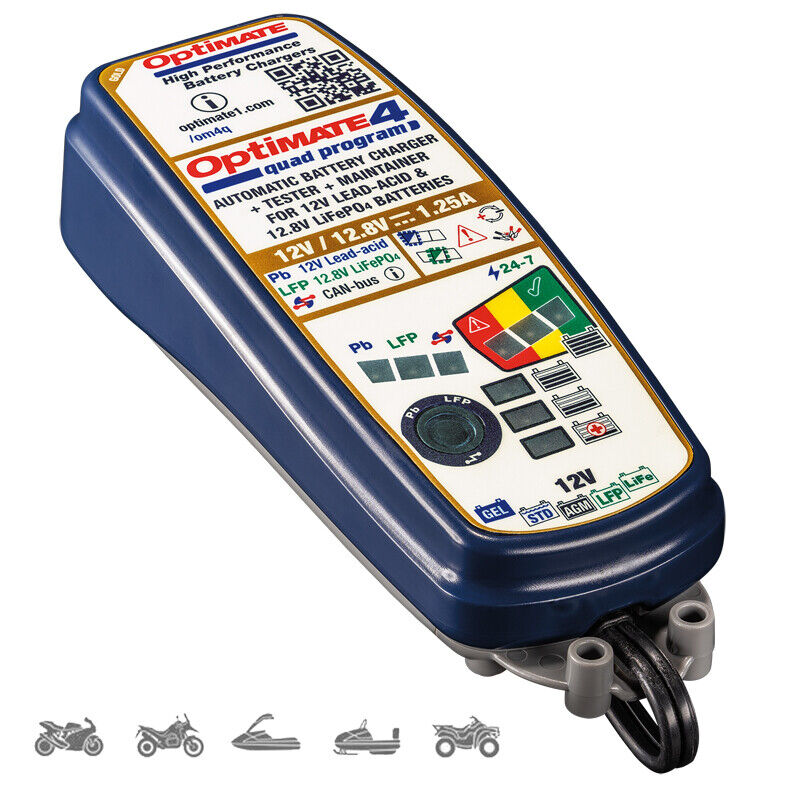 Cargador-Mantenedor Batterie Optimate 4 Quad Program tm-630 Moto