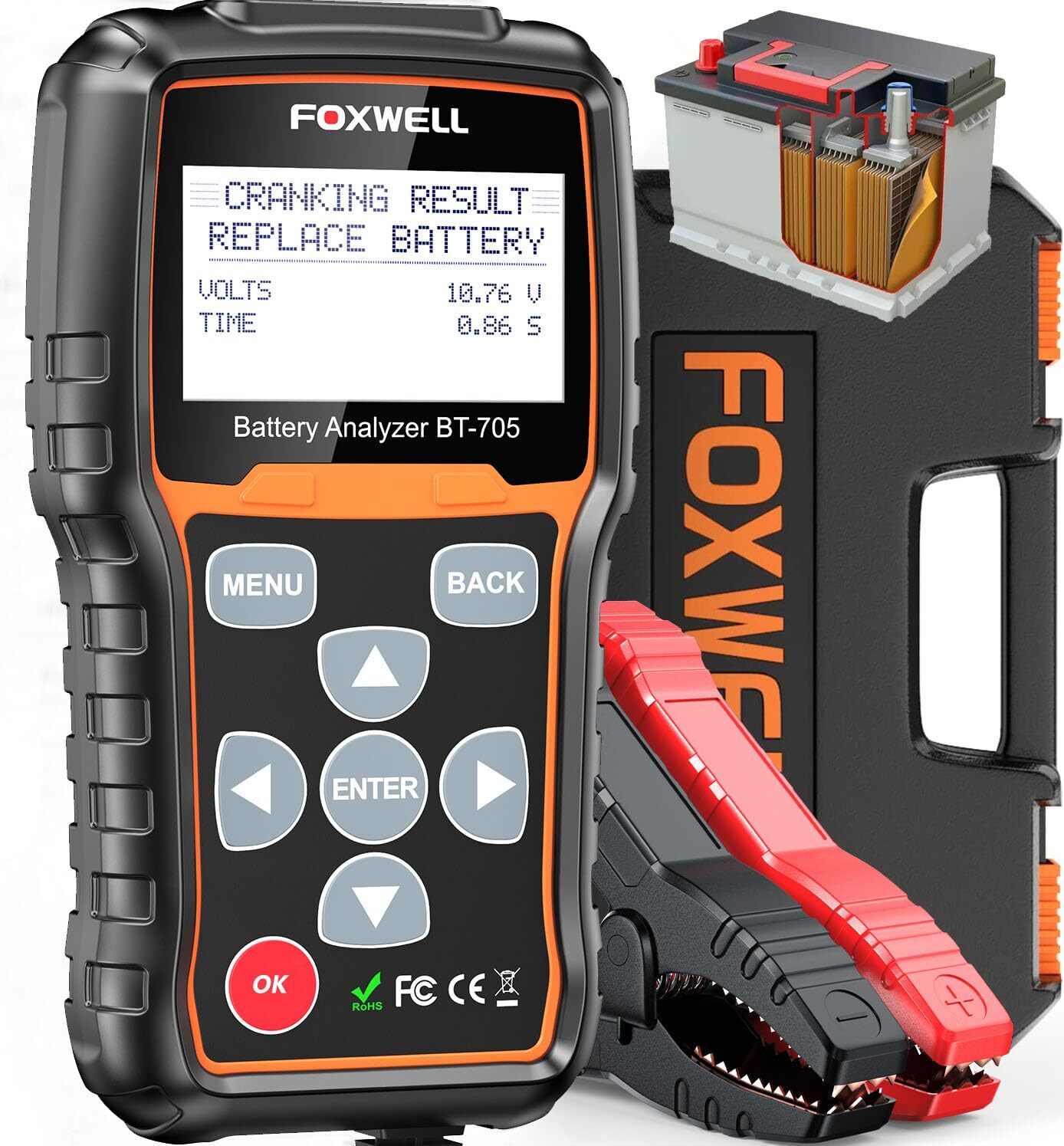 Foxwell BT705, Tester per Batteria dell’Auto, indicatore di Stato per (E5k)