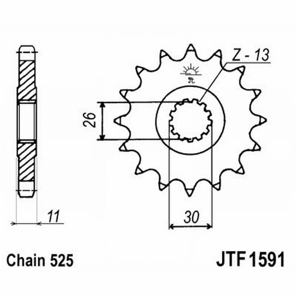PIGNONE DI TRASMISSIONE ACCIAIO JT SPROCKETS 16 DENTI AMMORTIZZATO JTF1591.16RB