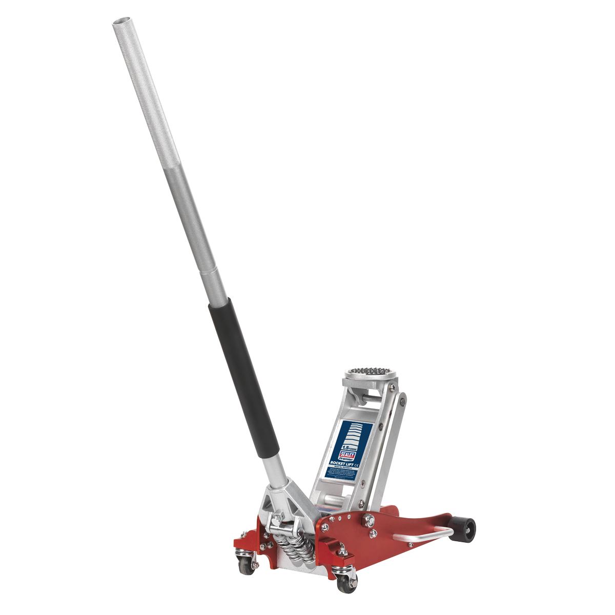 Trolley Jack 1.5tonne Basso Ingresso Alluminio Rocket Lift RJA1550 Sealey Nuovo