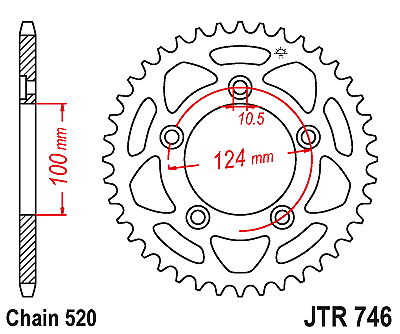 Corona a 48 denti in Acciaio JT Sproket JTR746.48 Passo 520