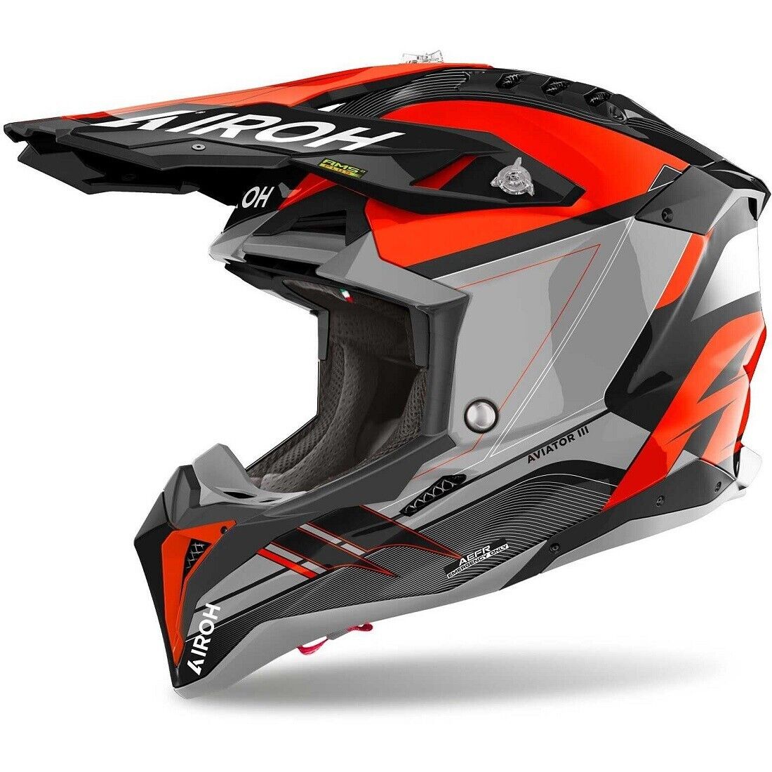 CASCO CROSS ENDURO AIROH AVIATOR 3 22.06 AMS SABER ORANGE GLOSS TG M