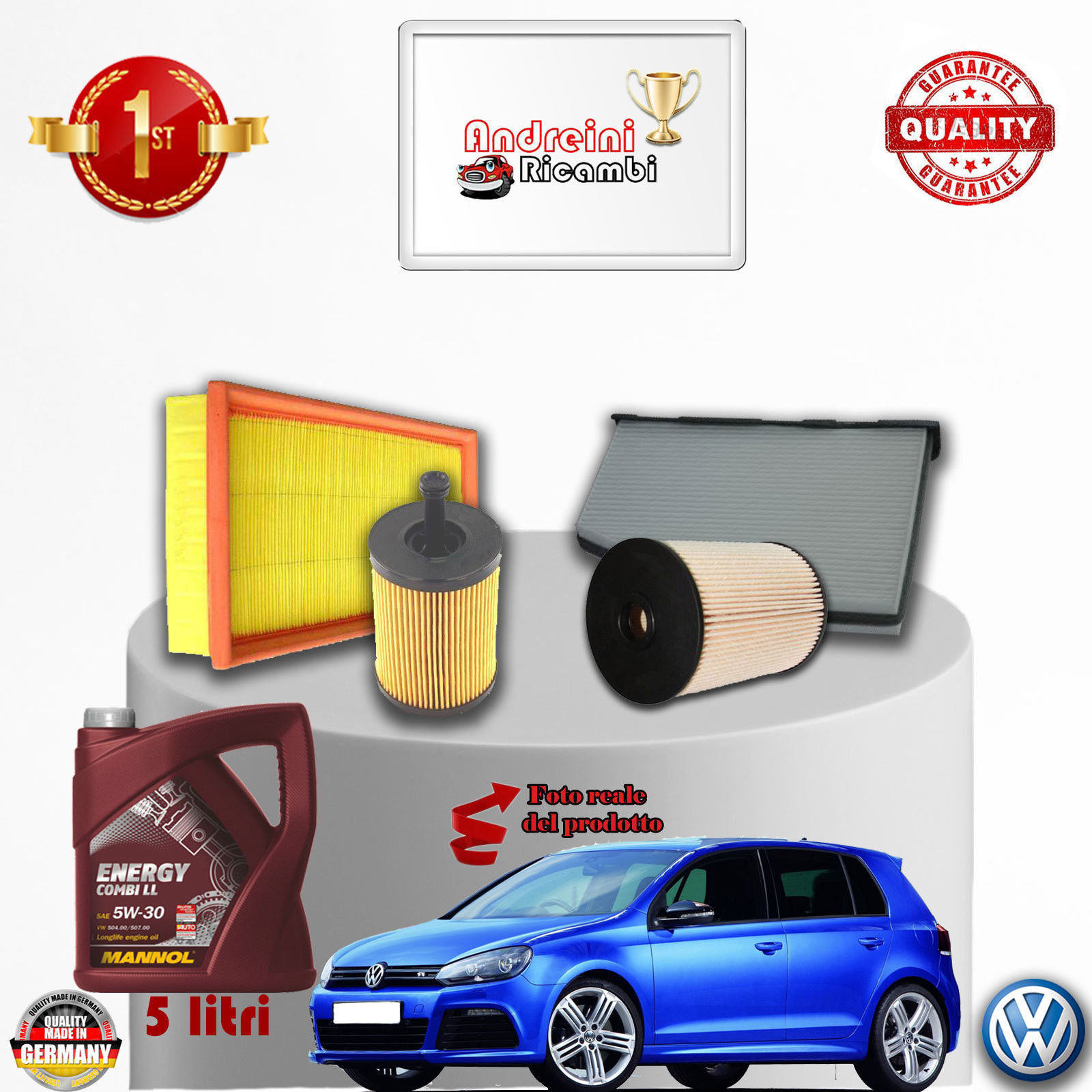 KIT TAGLIANDO FILTRI + OLIO VW GOLF VI 2.0 TDI 103KW 140CV DAL 2013 ->