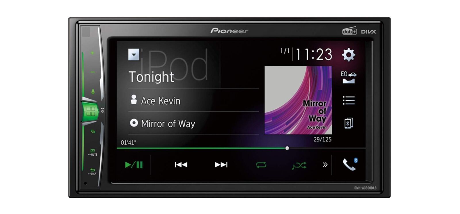 Pioneer DMH-A3300DAB - Schermo AV per Auto, Bluetooth, Doppio DIN