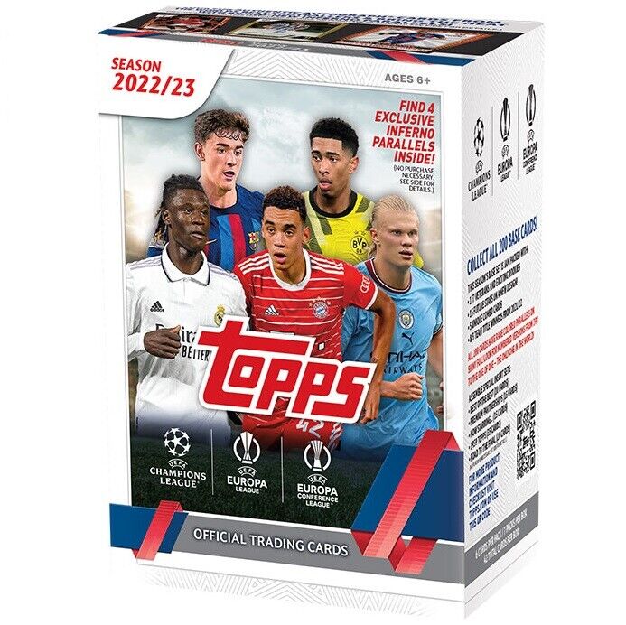 TOPPS CARD UEFA CLUB COMPETITIONS 2022/23 -PACK DA 7 BUSTINE CARD DA COLLEZIONE