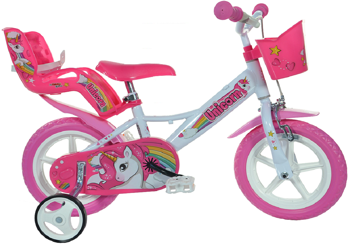 BICI MISURA 12 BIMBA DINO BIKES BICICLETTA BAMBINA UNICORN ART. 124 RL-UN ROSA